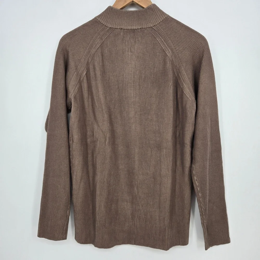 NWT Luchiano Visconti Mens S Taupe Brown Knit Sweater 1/4 Zip Quiet Luxury